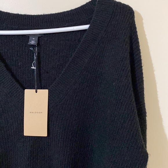 NWT Halogen Women Black Tunic V-Neck Sweater Size Large - Picture 5 of 13